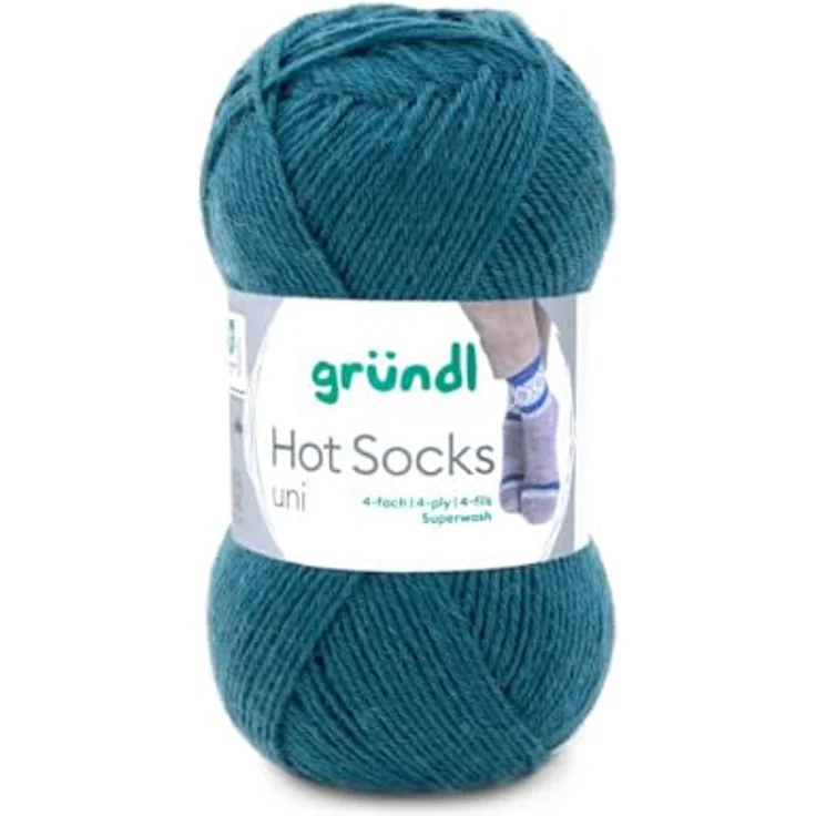 Gründl Gründl Wolle Hot Socks uni 50 g petrol Häkelwolle, strapazierfähiges Sockengarn mit superwash-Ausrüstung – Bild 2