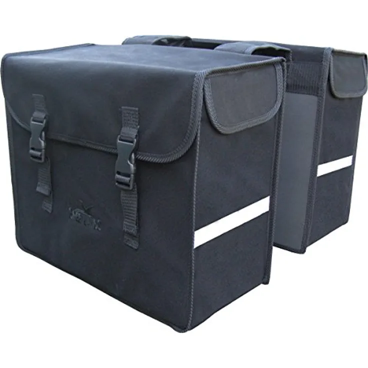 Greenlands Fahrradtasche Doppeltasche Gepäckträgertasche Segeltuch OT-3159 (46 Liter, Schwarz) - Greenlands Gepäckträgertasche Doppeltasche Segeltuch OT-3159 mit 46 Liter Volumen, wasserabweisend in Schwarz