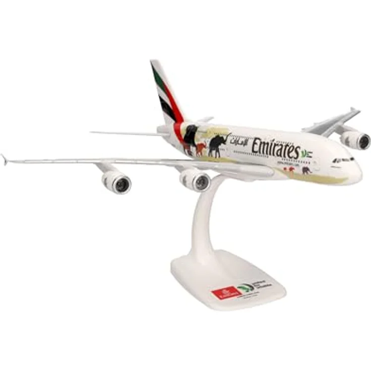 herpa 612180 – Airbus A380, Emirates „United for Wildlife“, Wings, Modell Flugzeug mit Standfuß, Flieger, Modellbau, Miniaturmodelle, Sammlerstück, Kunststoff, Snap Fit - Maßstab 1:250 – Bild 5