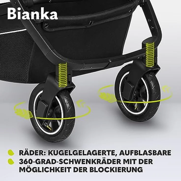 Lionelo Bianka, Kinderwagen mit verstellbarem Sitz und großem Einkaufskorb, schwarz – Bild 6