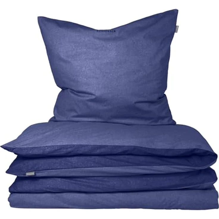 Schiesser Feinbiber Wendebettwäsche Doubleface, 100% Baumwolle, Farbe:Blau und Dunkelblau, Größe:135 cm x 200 cm – Bild 1