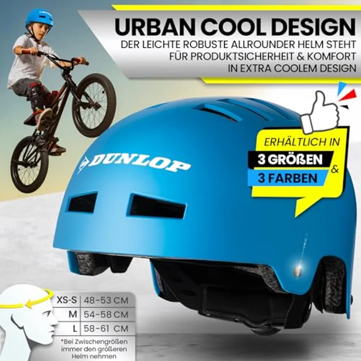 Dunlop Sports Urban Cool Pro Fahrradhelm - Test Sehr Gut - Leicht & Robust, 14-fach Belüftet, Schnellverschluss, Auto Kopfanpassung (Blau, L (58-61cm)) – Bild 4
