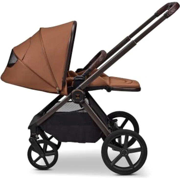 Moon Gio Fold Kombikinderwagen / 2in1 Kinderwagen mit faltbarer Babywanne, Cognac – Bild 8