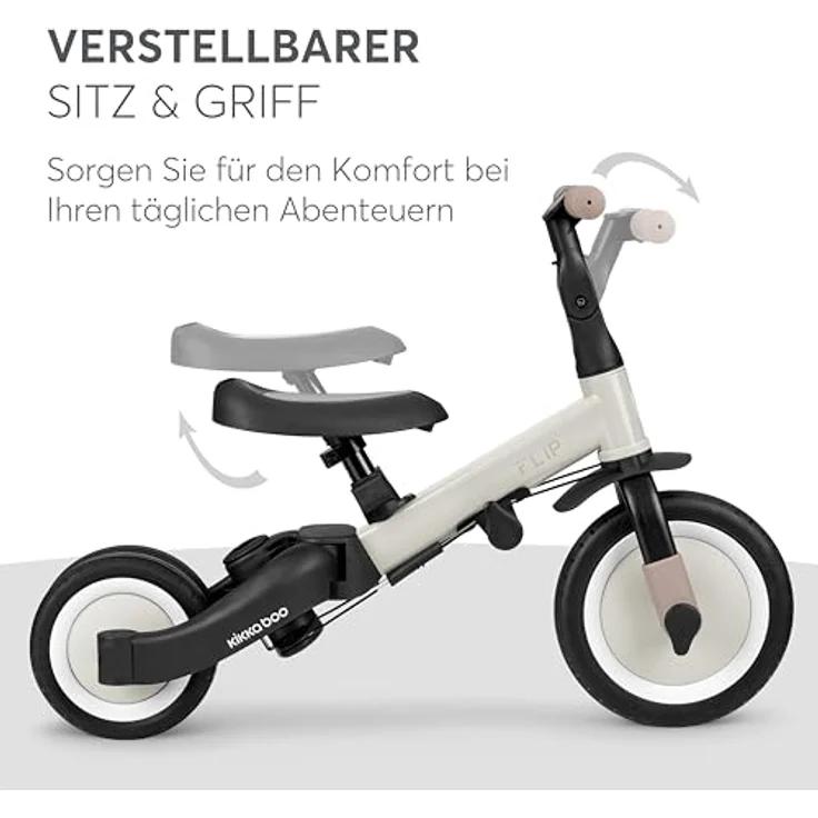 Kikkaboo Dreirad Flip 5 in 1, Stahlrahmen, rutschfeste Griffe, verstellbar, Schwarz – Bild 9