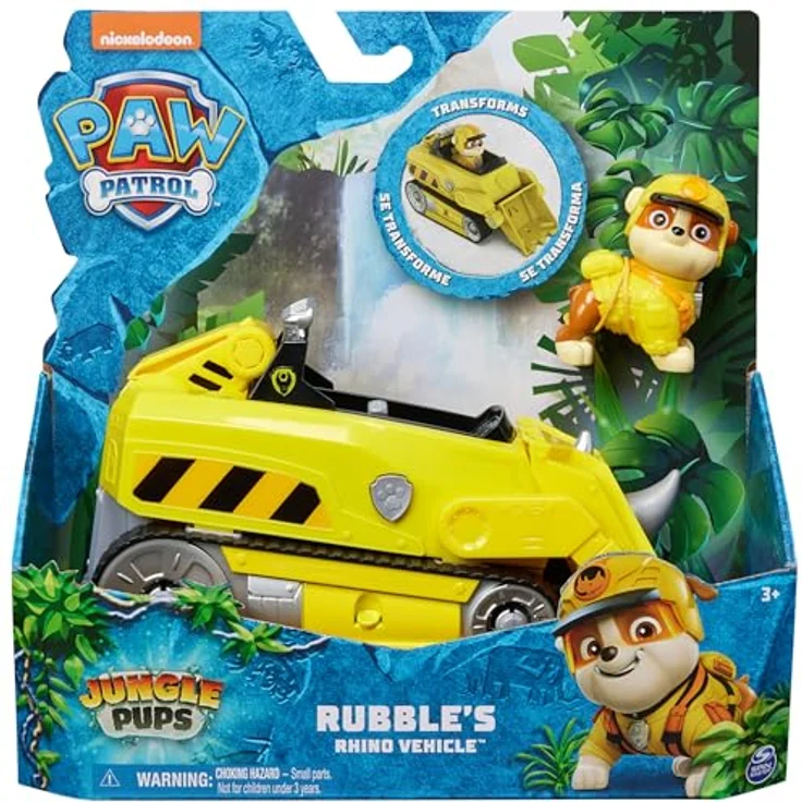 Spin Master Paw Patrol Jungle Pups, Spielzeug-Auto Nashorn-Dozer mit abnehmbarer Rubble-Figur – Bild 12