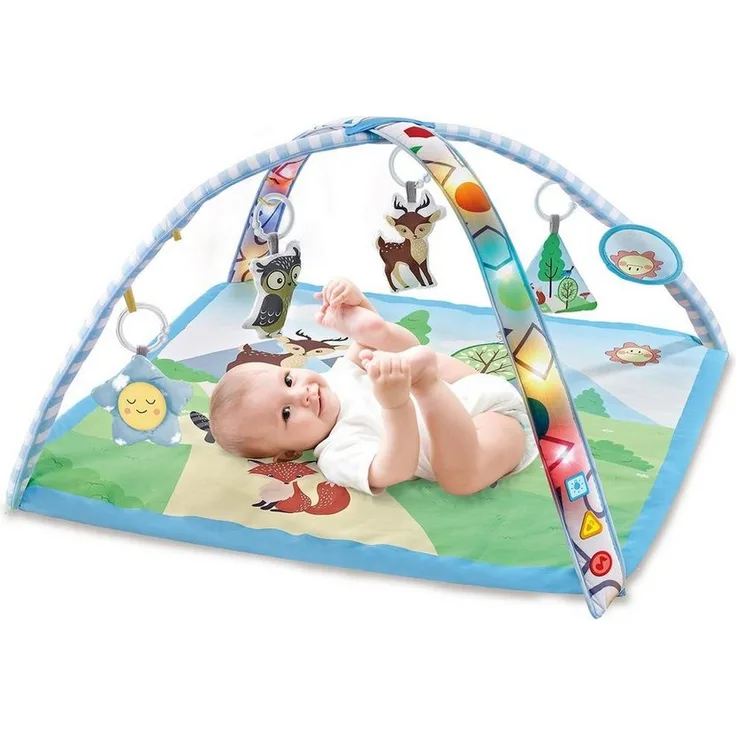Chipolino Spielbogen Spielbogen Krabbeldecke, Lichter hängende Plüschtiere Melodien Spiegel, gepolstert - Chipolino Spielbogen mit 5 Spielzeugen und musikalischer Tafel
