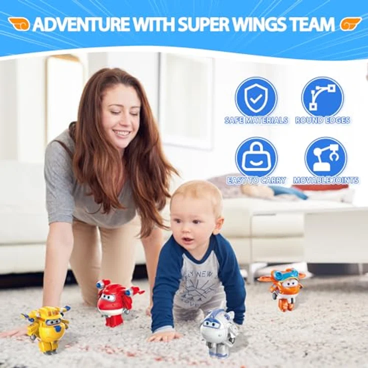 Super Wings 2" Verwandlungsspielzeug 4er Pack, Transformierende Mini Figuren, Supercharged Jett, Donnie, Astra & Sunny, für Kinder ab 3 Jahren – Bild 4