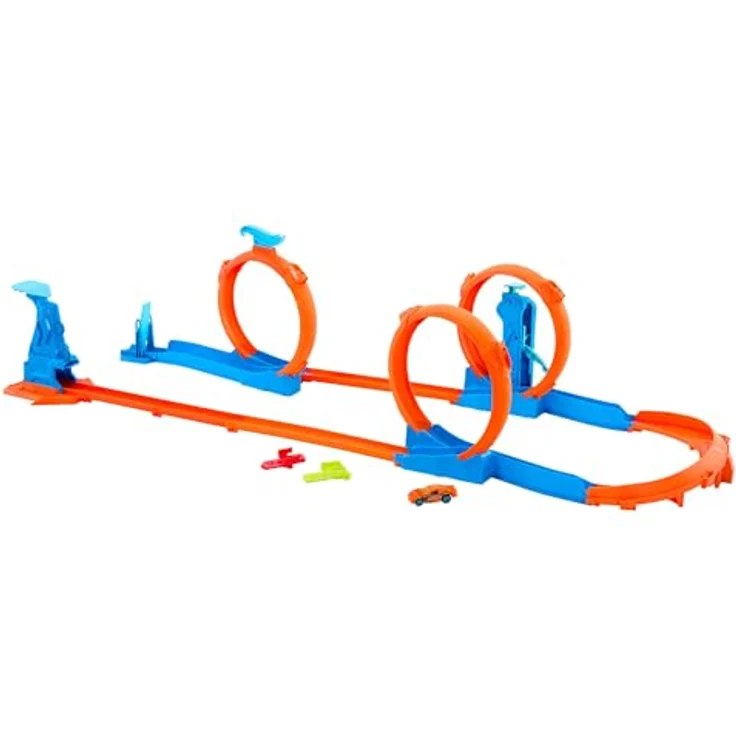 Hot Wheels Track Creator Dreifach-Looping-Set, Spielzeugauto im Maßstab 1:64, mit 3 Loopings und Track-Schnellstecksystem, JDW39 – Bild 2
