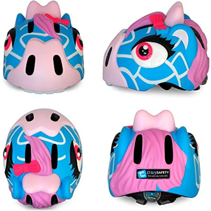 Crazy Safety Kinder Fahrradhelm | Kinder 2-7 Jahren mit LED-Rücklicht, 6 Belüftungsöffnungen, Giraffe Blau – Bild 2