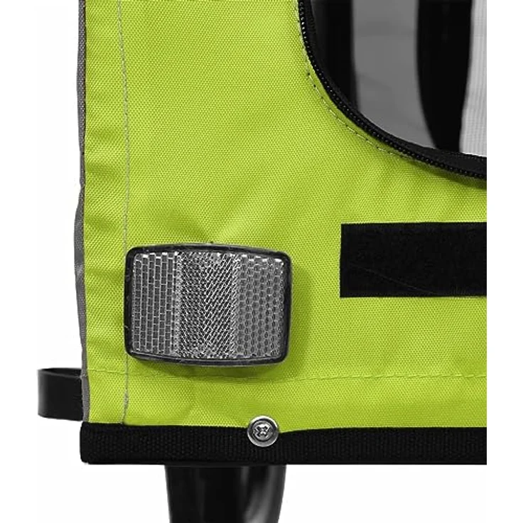 vidaXL Fahrradhundeanhänger Fahrradanhänger Hunde Grün und Grau Oxford-Gewebe und Eisen, mit PVC-Dach und belastbarer Platte – Bild 6