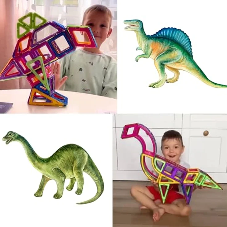 MK MAGNIKON Magnetische Bausteine Der Dinosaurier - Magnetbau-Set 65-teilig, Montessori Spielzeug ab 3 Jahre, fördernd für Kreativität und Motorik – Bild 4