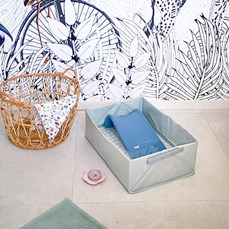 BÉABA, Faltbare Baby-Badewanne, Ultrakompakt, Trendiges Design, Praktisches Verstauen, Minimaler Platzbedarf, Einfache Handhabung, Pop-Up-Badewanne Camele'o, Blau – Bild 4