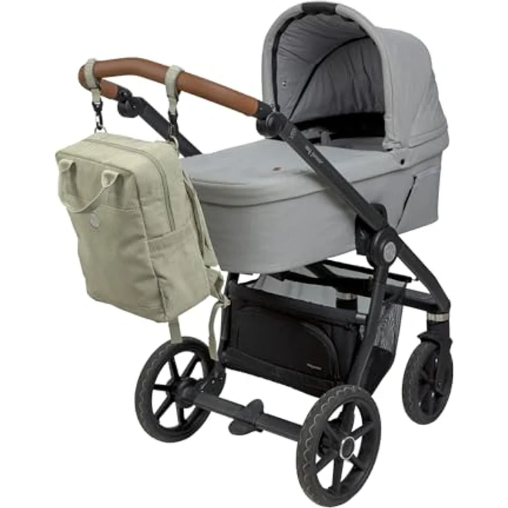 LÄSSIG Vividal Backpack, Baby Wickelrucksack mit Wickelunterlage, Flaschenhalter und Kinderwagenbefestigung, nachhaltig aus recyceltem Polyester, cord light khaki – Bild 3