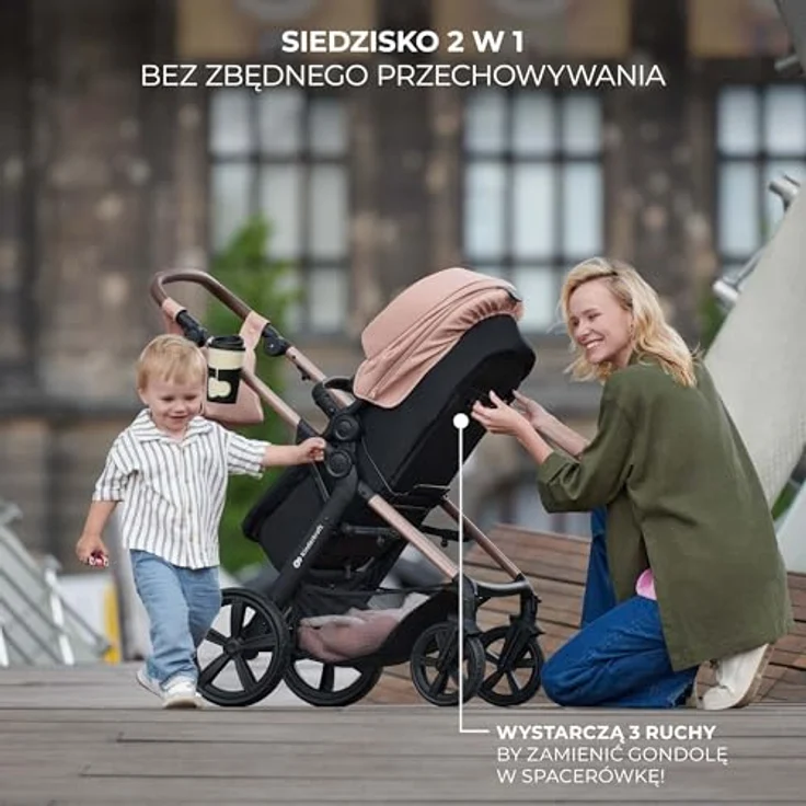 Kinderkraft MOOV 2, 4-in-1 Kombi-Kinderwagen-Set mit wendbarem Sitz & Wanne, Babyschale MINK PRO i-Size, Isofix-Base, Wickeltasche & Zubehör - Sand Beige, inklusive Gratis Mobilitätsgarantie – Bild 4