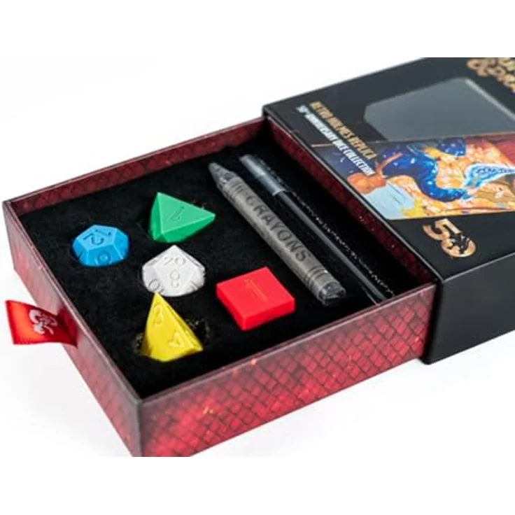 Fanroll Dungeons & Dragons 50th Anniversary Retro Holmes Replica Set, Würfelsammlung mit 5 RPG-Würfeln zum Jubiläum – Bild 2