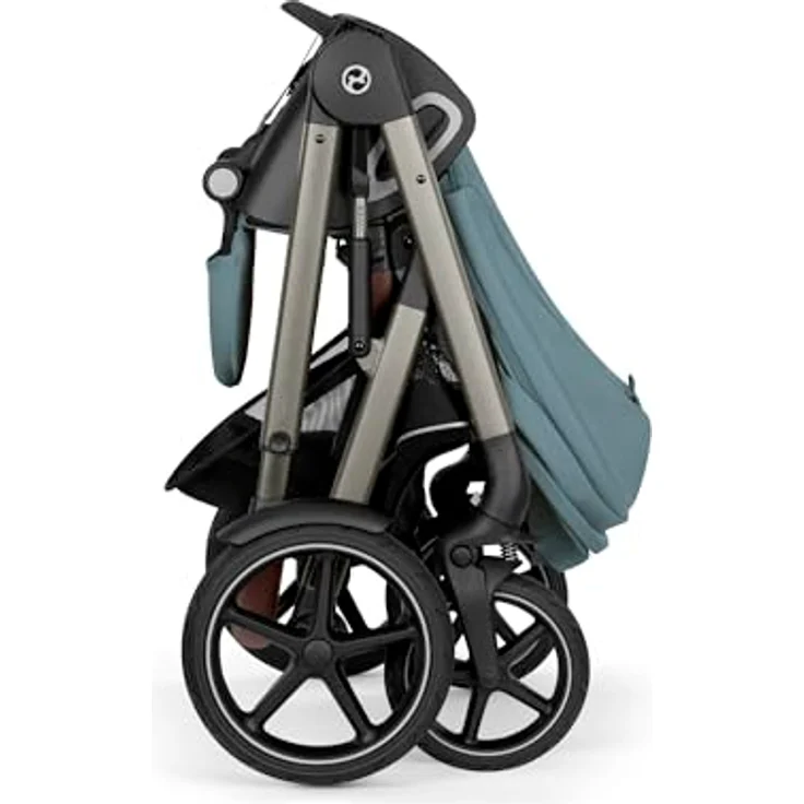 cybex Gold Kinderwagen Talos S LUX Tpe, Hellblau, mit Federung, 5-Punkte-Gurt, feststellbarer Bremse und Einhand-Faltmechanismus – Bild 5