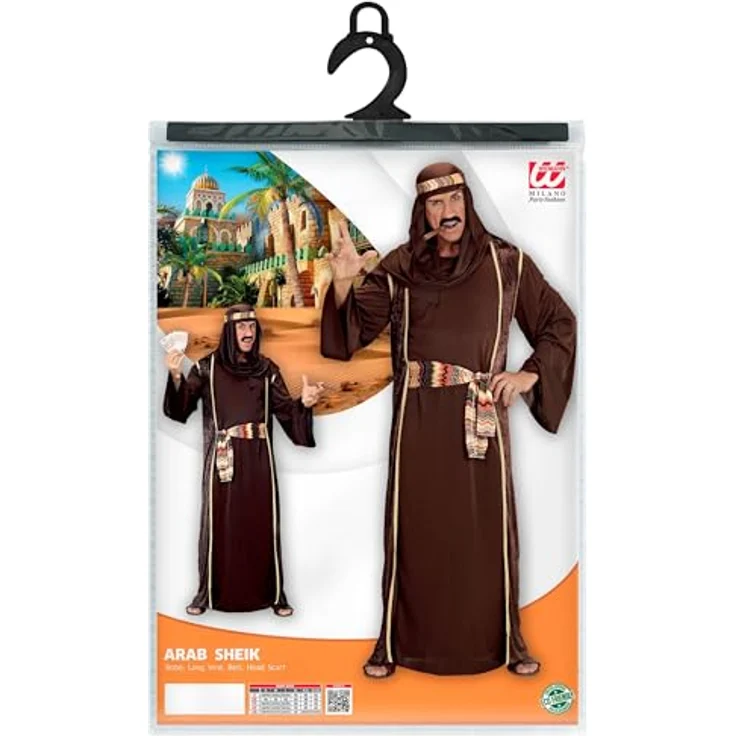 W WIDMANN MILANO Party Fashion Kostüm Arabischer Scheich, Robe, Weste, goldener Gürtel, Größe M – Bild 2