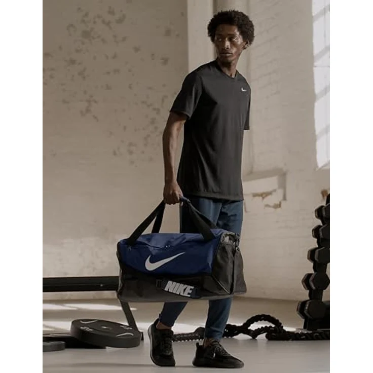 Nike Sporttasche NK BRSLA M DUFF - 9.5 (60L) MIDNIGHT NAVY/BLACK/WHITE, strapazierfähige Kindersporttasche mit separatem Schuhfach – Bild 7