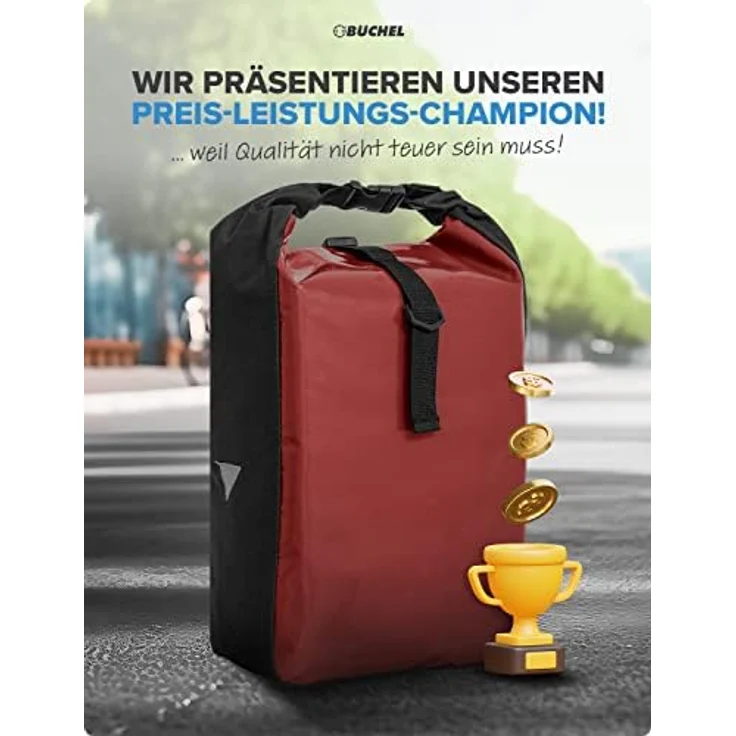 BÜCHEL Fahrradtasche für Gepäckträger I wasserabweisend und bis zu 10kg belastbar I Fahrradtasche Gepäckträger aus Tarpaulin, Gepäckträgertasche, Fahrrad Taschen hinten – Bild 5