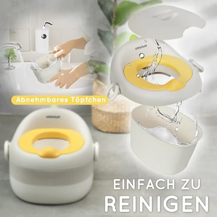 AIYAPLAY 3-in-1 Kindertopf, abnehmbar Kindertöpfchen mit Griffen, bis 50 kg belastbar, Kunststoff/Kunstleder, Grau – Bild 4