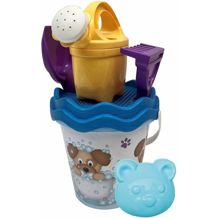 SIMBA Sandeimer Eimergarnitur Hund, Outdoor Spielzeug Set mit 6 Teilen für Sand und Strand, ab 10 Monaten