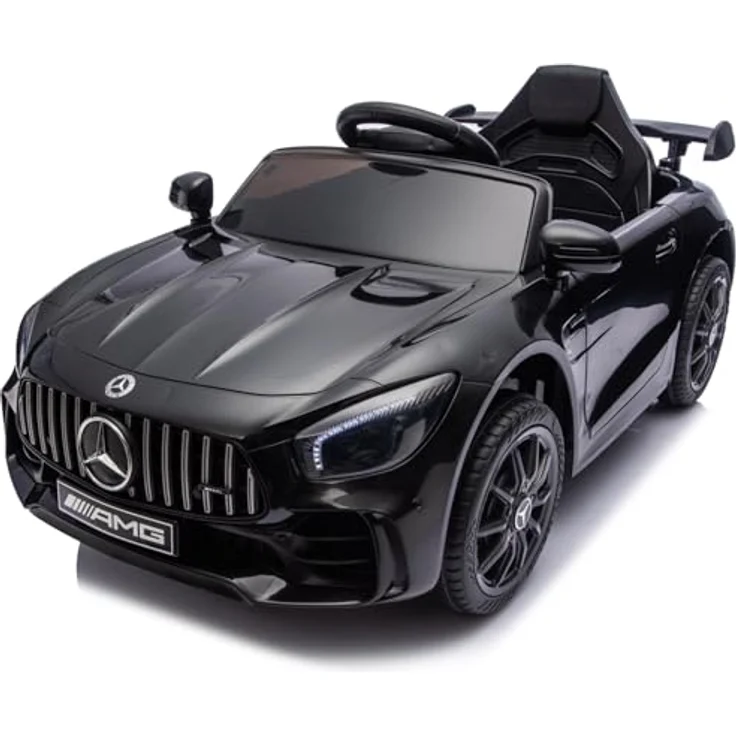 FINOOS Mercedes GTR AMG Kinder Elektroauto, 12V mit Fernbedienung, Schwarz, 2x 30W Motoren, echte Federung, Sanftanlaufsystem – Bild 2