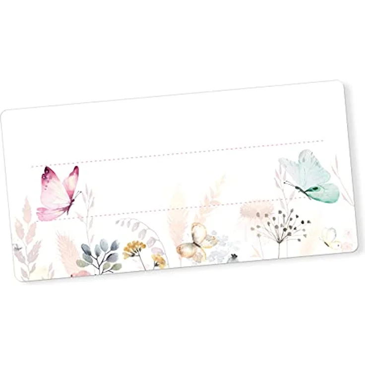 itenga 40x Buchetiketten Heftetiketten 9x4,5cm, selbstklebende Namensschild Aufkleber aus Haftpapier, Schmetterling – Bild 1