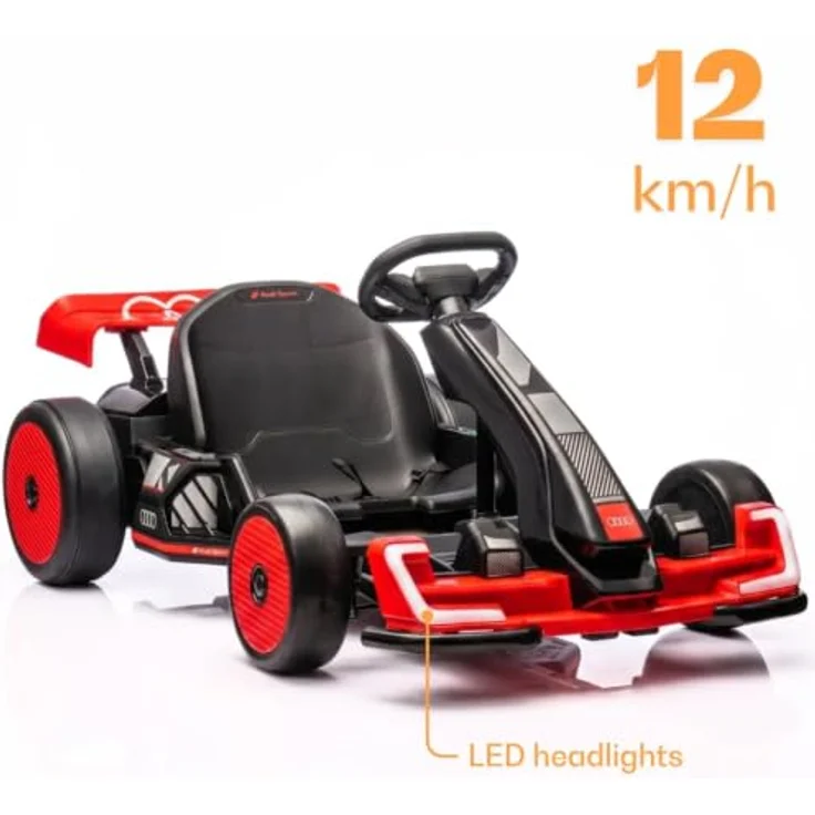 Vrooomy Audi Kinder Elektro GoKart 24V, mit Driftfunktion, Bluetooth, verstellbarem Sitz und EVA-Reifen, rot – Bild 6