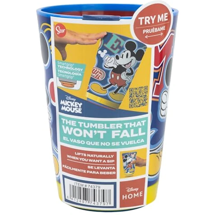 Stor Kippsicherer Kunststoffbecher von Mickey, 370 ml mit Smartgrip Kippschutz, dekoriert mit Originaldesigns, BPA-frei – Bild 3