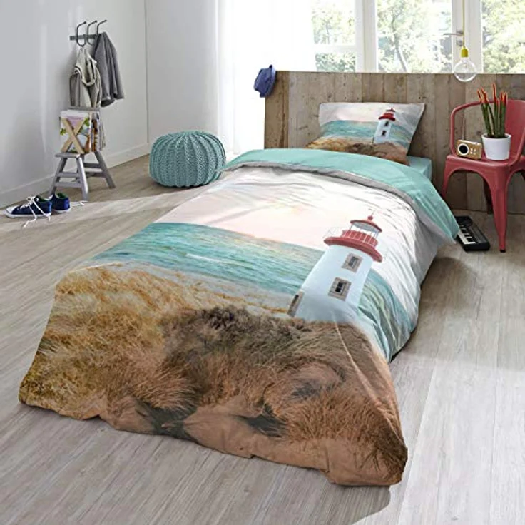 ESPiCO Bettwäsche Trendy Bedding Leuchtturm Sand Wendeoptik Blau Mehrfarbig Renforcé, 135x200cm – Bild 5