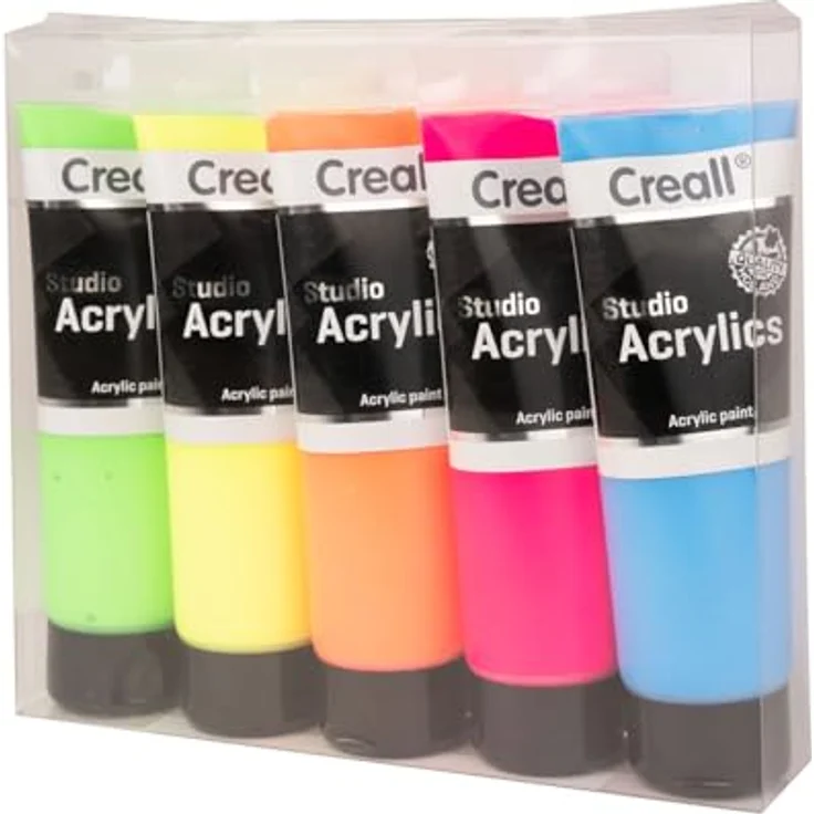 Creall Studio Acrylfarben Fluoreszierendes Set, 5 x 120ml, schnelltrocknend und wasserfest – Bild 1