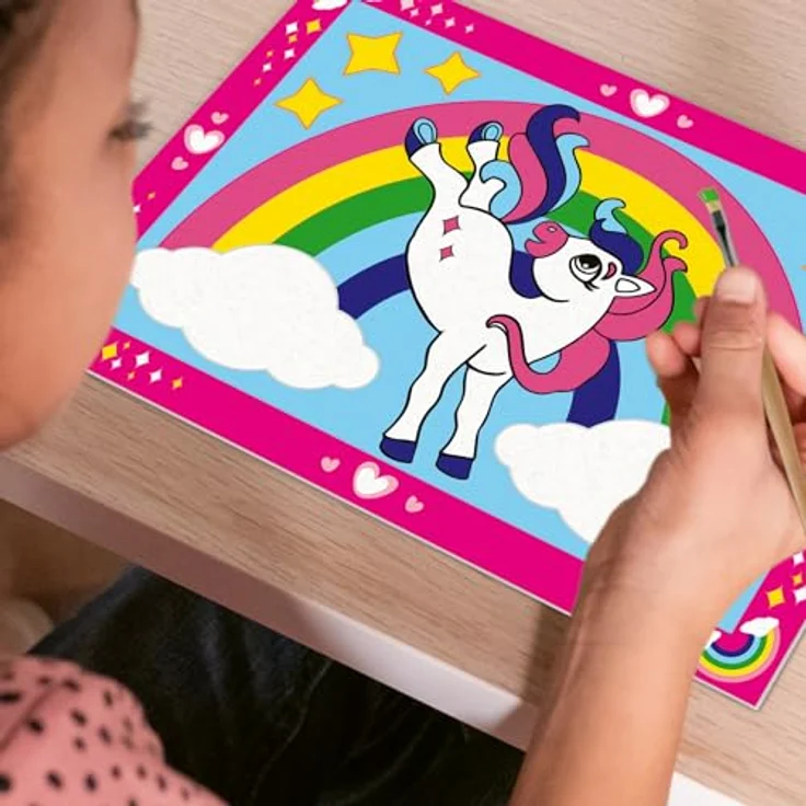 Ravensburger Malen nach Zahlen Junior Zauberponys mit Regenbogen, Malvorlagen-Set für Kinder ab 5 Jahren, 2 Maltafeln, 5 Acrylfarben, inklusive Pinsel und Anleitung – Bild 7