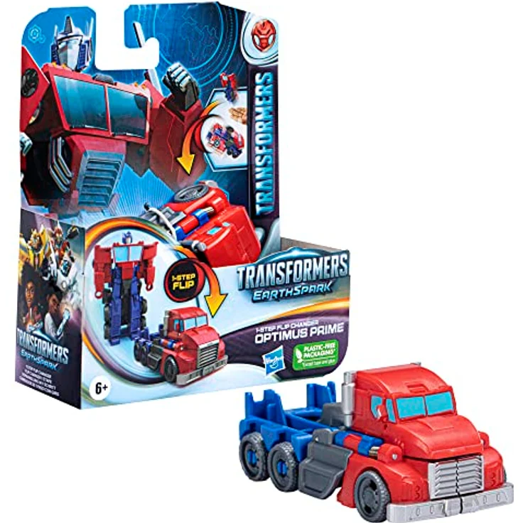 Hasbro Transformers EarthSpark Optimus Prime 1-Step Flip Changer, verwandelbare Actionfigur in einen Truck, 10 cm, mehrfarbig – Bild 1