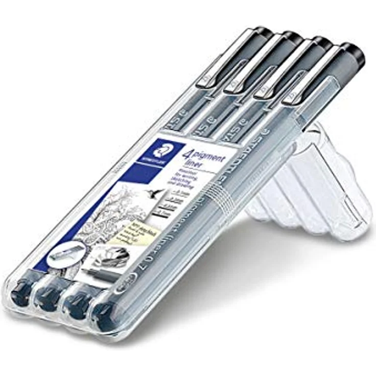STAEDTLER schwarze pigment liner in unterschiedlichen Linienbreiten, dokumentenechte Pigmenttinte, lange Metallspitze, lange Lebensdauer, 4 Liner in 4 Linienbreiten in stabiler STAEDTLER-Box, 308 WP4 – Bild 2