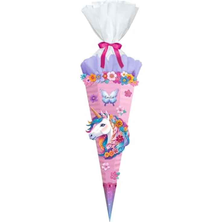 Ursus - Ludwig Bähr Schultüte EASY LINE Fancy Unicorn, Bastelset 68cm mit vorgestanzten Stanzteilen und 3D-Design