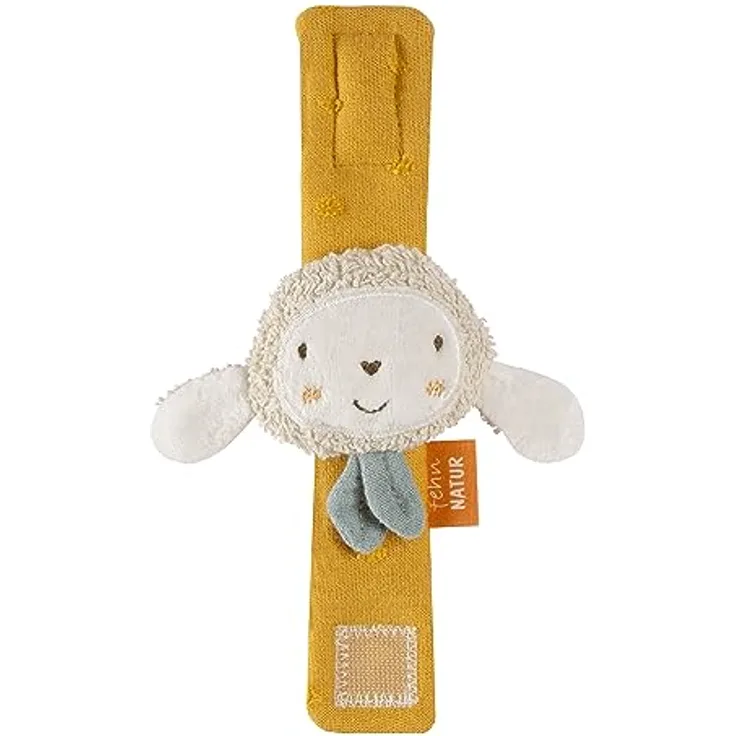 BABY FEHN fehnNATUR Wrist Rattle Sheep, Handrassel in Kontrastfarben für Kleinkinder, 1 St.