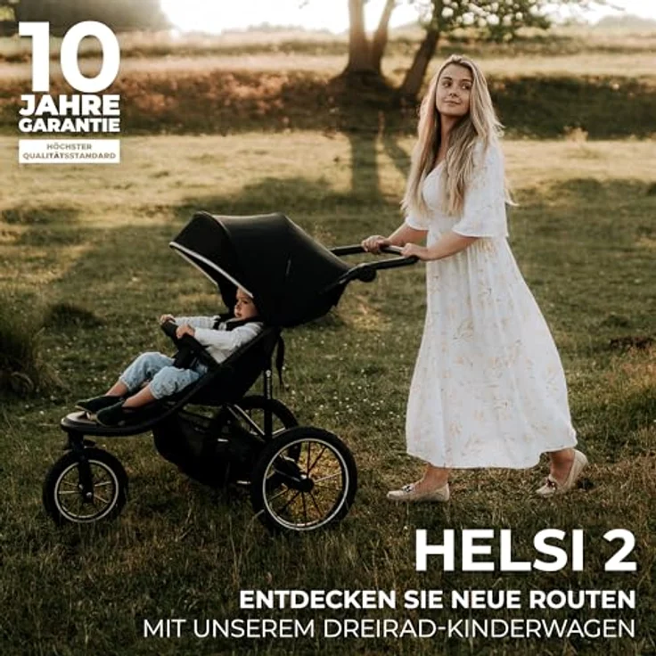 Kinderkraft HELSI 2, Buggy bis 27 kg mit Liegefunktion, großen Luftreifen und verstellbarem Elterngriff, grau – Bild 2