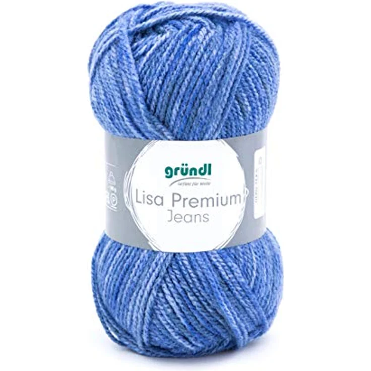 Gründl 4747-06 Lisa Premium Jeans Garn, Acrylic, Jeansblau Meliert, 3,5-4,5 mm, 5 Kilogramm – Bild 1