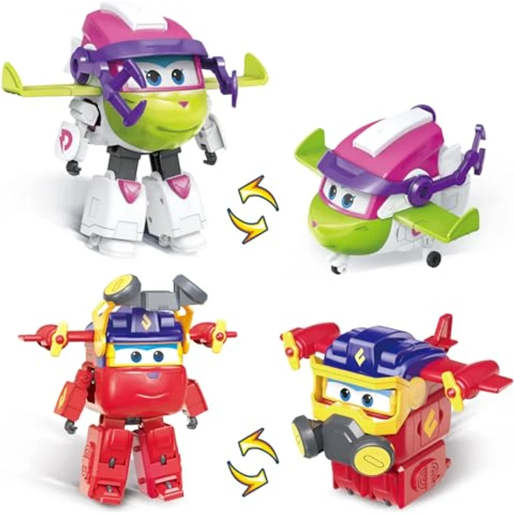 Super Wings Curie & Runi, 2-in-1 verwandelbare Actionfiguren, Roboter- und Flugzeugspielzeug, 12,7 cm, für Kinder ab 3 Jahren – Bild 1