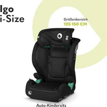 LIONELO Igo i-Size Autostoel Groep 2/3 (100-150 cm) – Kinderzitje 4-12 Jaar met ISOFIX & Autogordel, 11-Positie Verstelbare Hoofdsteun met Memory Foam, Zijbescherming, Comfortabel Zitje, Grijs
