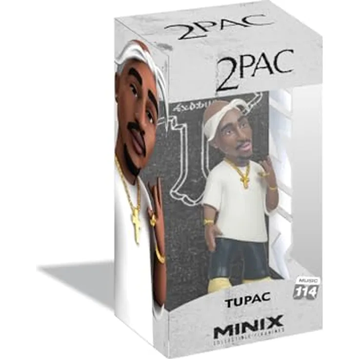 MINIX - Music #114 - Tupac - Offizielle Sammelfigur aus PVC, 12 cm hoch in Ausstellungsbox