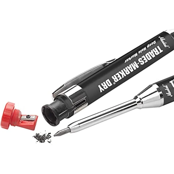 Markal Trades-Marker, Trockener Metallstift mit Kern, inkl. 1 Bleistift und 6 Graphitkernen – Bild 4