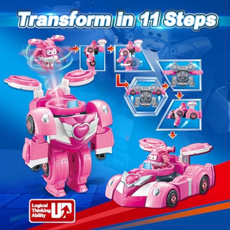 Super Wings Super Robot Suit Dizzy, verwandelbare Spiel-Figur, 2-in-1 Roboter Anzug und Super Auto, ca. 18 cm groß, pink, für Kinder ab 3 Jahren – Bild 3
