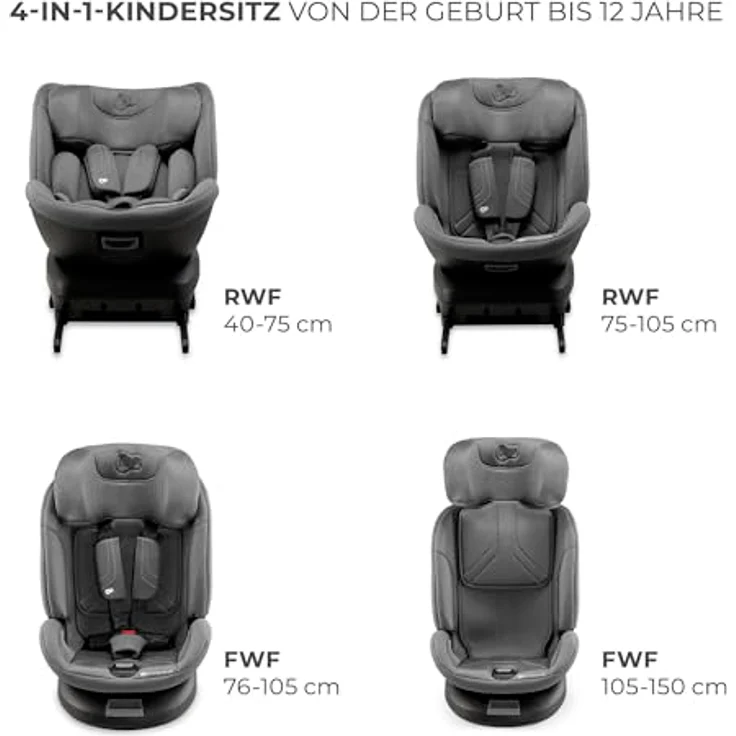 KinderKraft Xpedition 3, Reboarder nach ECE R129/i-Size Norm, bis 105 cm, 360° Drehung, 4 Sitzwinkel, erhöhter Seitenschutz SPS+ – Bild 4