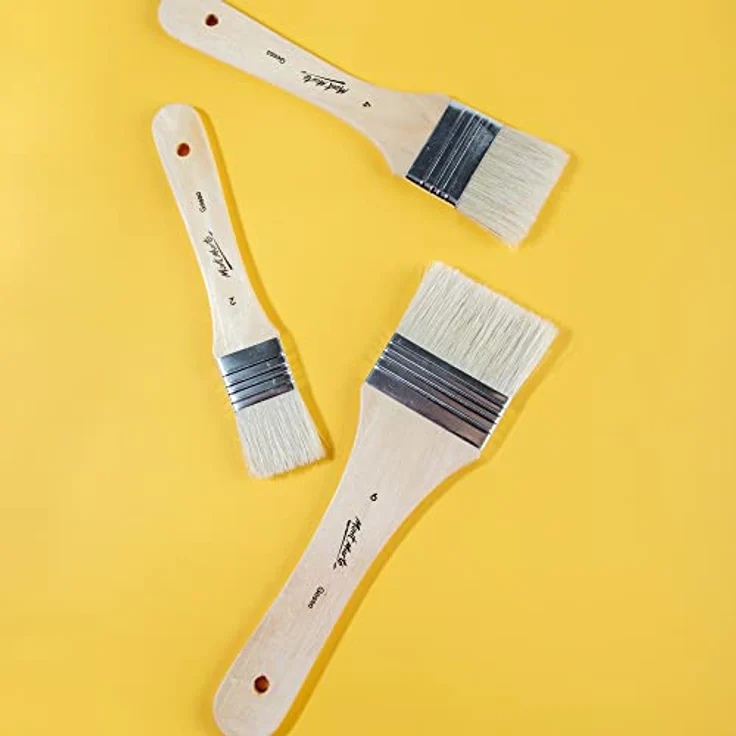 Mont Marte Pinselset für Gesso, 3 Flachpinsel in den Größen 2, 4 und 6, ideal für Gesso, Acrylfarben, Ölfarben und Aquarellfarben – Bild 4