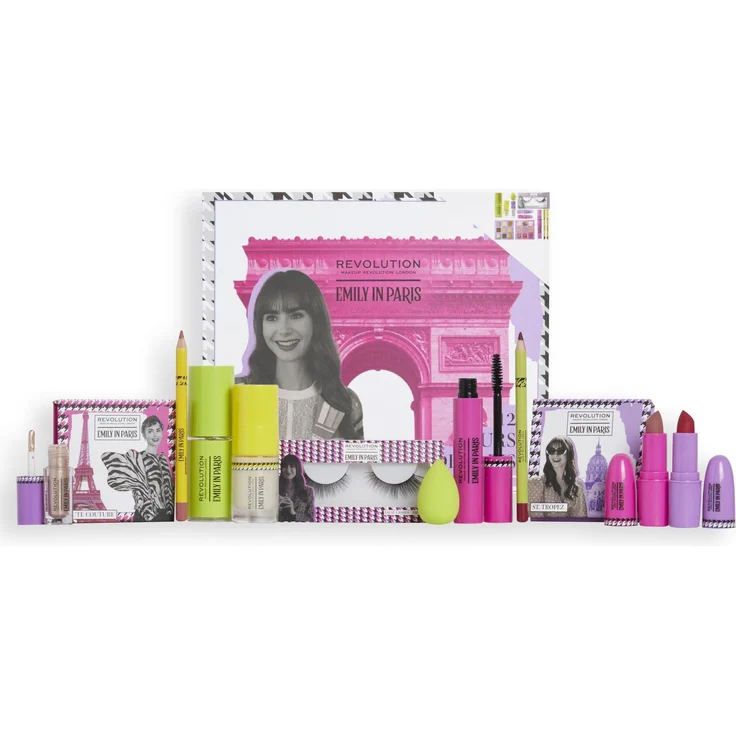 Makeup Revolution Emily In Paris Adventskalender, 12 Jours De Paris mit dekorativer Kosmetik