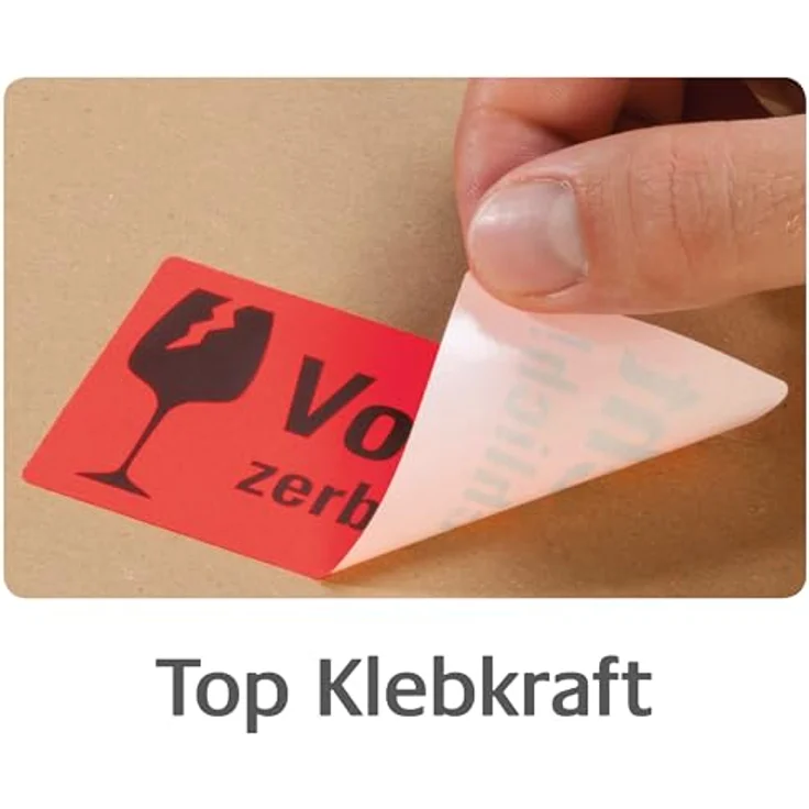 AVERY Zweckform Warnetiketten 7211, selbstklebend, 200 Stück, neon rot, 100 x 50 mm, Warnhinweis "Vorsicht zerbrechlich" für Versand und Umzug, im Kartonspender – Bild 4