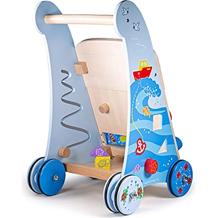 Bigjigs Marine Activity Walker, Holz Lauflernhilfe mit maritimem Design für Kinder ab 12 Monaten, 51,5 cm lang – Bild 3