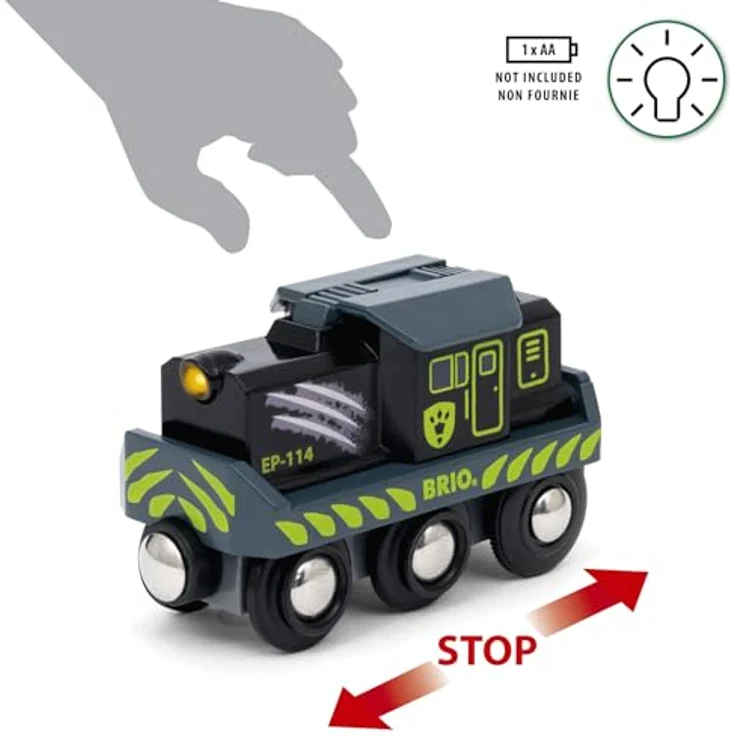 BRIO® Dinosaurier Batteriezug, 5-tlg. Spielzeug-Eisenbahn Set mit beweglichen Dinosaurierfiguren und Frontscheinwerfern, FSC® zertifiziert – Bild 7