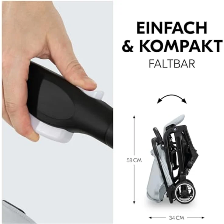 Hauck Kinder-Buggy Travel N Care, Simba grey, leicht, bis 22 kg belastbar, inkl. Schulter-Tragegrut – Bild 5